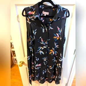 Philosophy Black Blouse with Vibrant Leaf Design